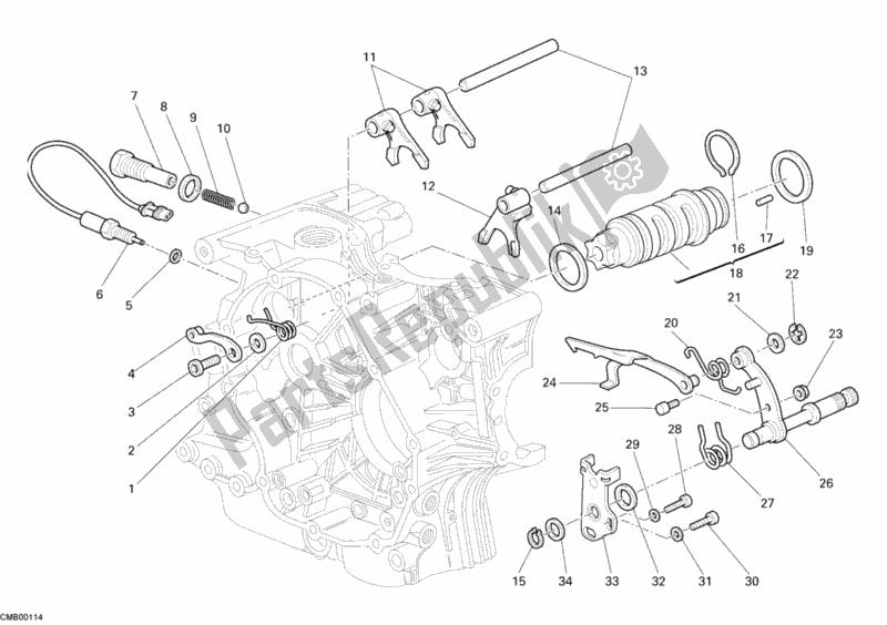 All parts for the Shift Cam - Fork of the Ducati Monster S2R 800 2007